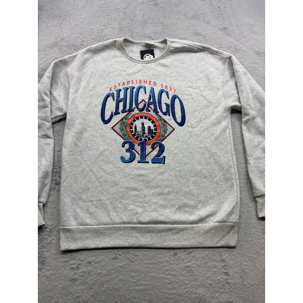 Where‎ I'm From Chicago 312 Graphic Sweatshirt Mens Large Heather Gray NEW